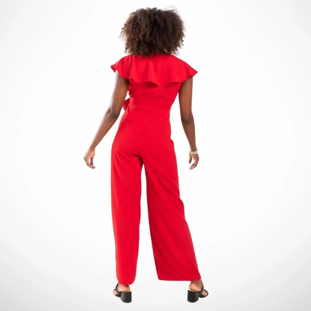 Francesca's Claudia Tied Ruffled Jumpsuit Women Size Medium NEW - Picture 3 of 11